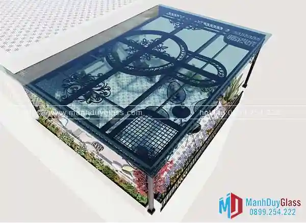Mô hình 3D mái kính sắt nghệ thuật 