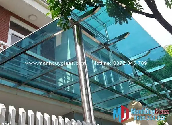 Mái kính khung inox đẹp 