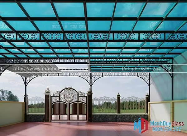 Mái kính sắt nghệ thuật phong cách hiện đại 