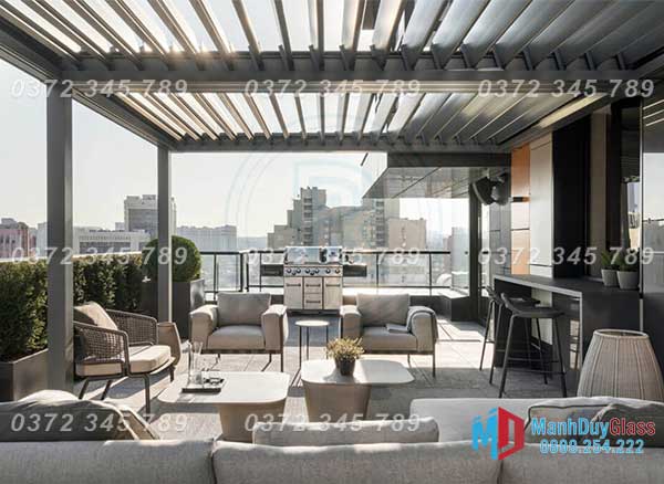 Mái che sân thượng biệt thự