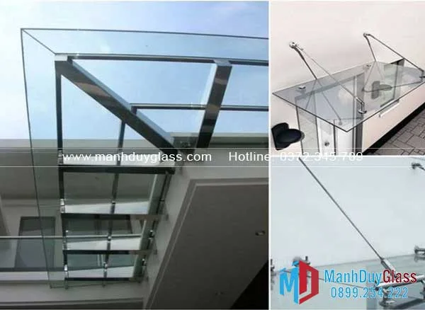 mái kính khung inox