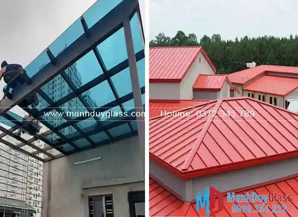 So sánh mái kính cường lực và mái tôn