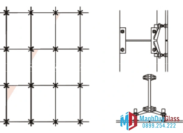 Khung inox mái kính chân nhện