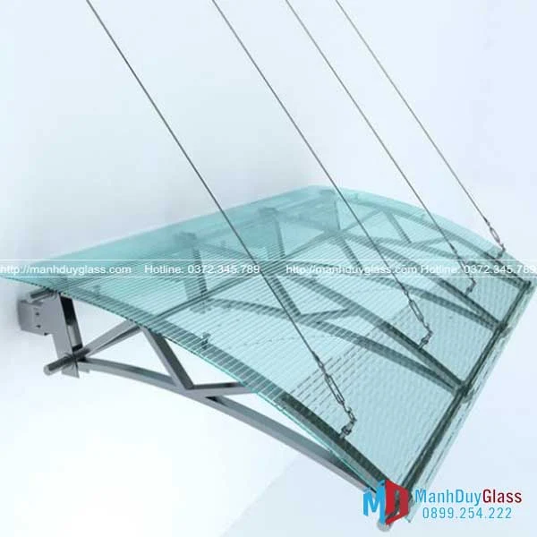 Mẫu mái kính cường lực treo
