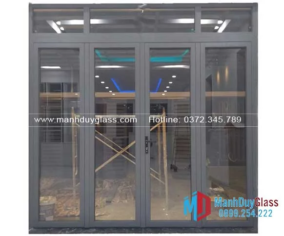 Mẫu cửa nhôm hệ 700 màu xám sang trọng