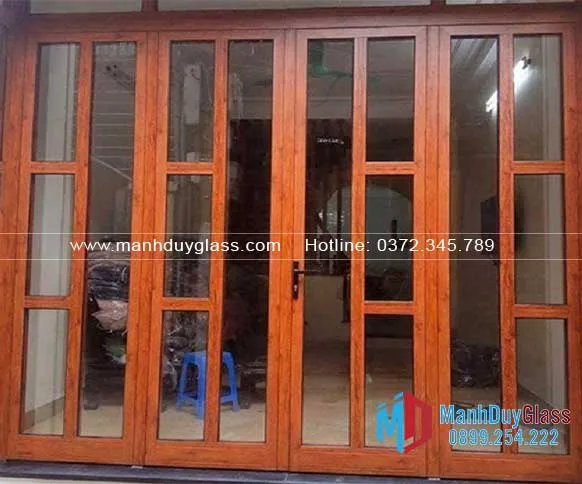 Mẫu cửa nhôm hệ 700 vân gỗ