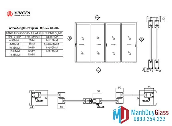sơ đồ lắp đặt cửa sổ mở lùa