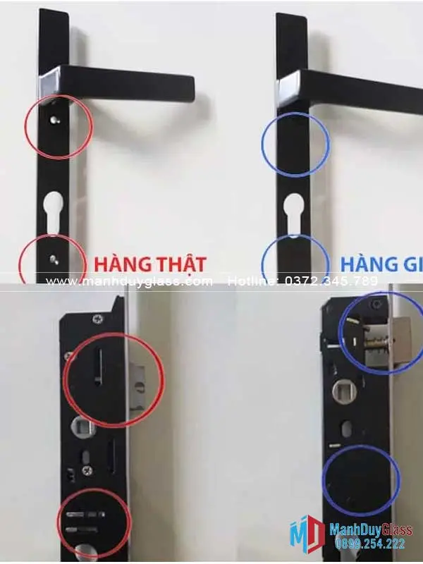 Tay nắm cửa Kinlong chính hãng và hàng giả