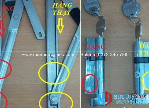  Bản lề Kinlong chính hãng và hàng giả 