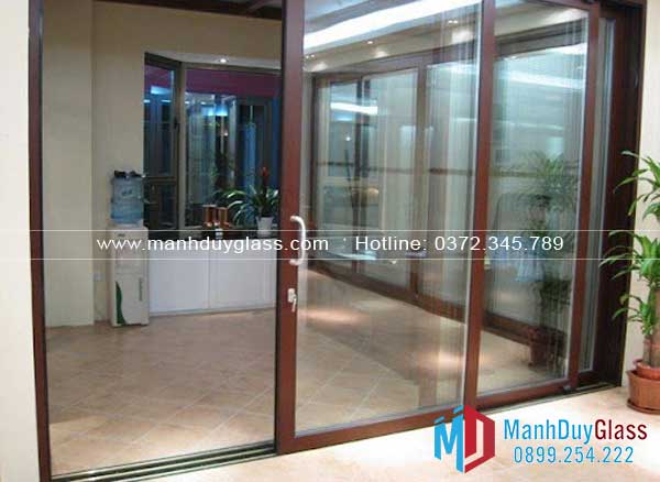 cửa đi lùa 2 cánh kết hợp gỗ