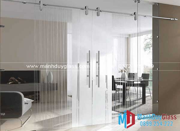 Cửa đi lùa 2 cánh kính cường lực