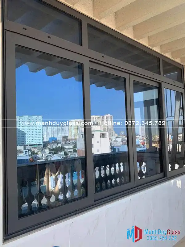 Cửa lùa nhôm Xingfa hệ 55 nâu cafe