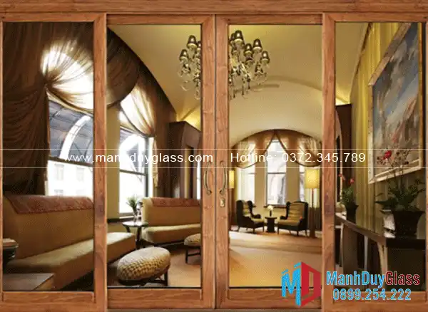 Cửa lùa nhôm Xingfa hệ 55 vân gỗ