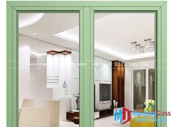 Cửa nhôm Xingfa màu xanh rêu