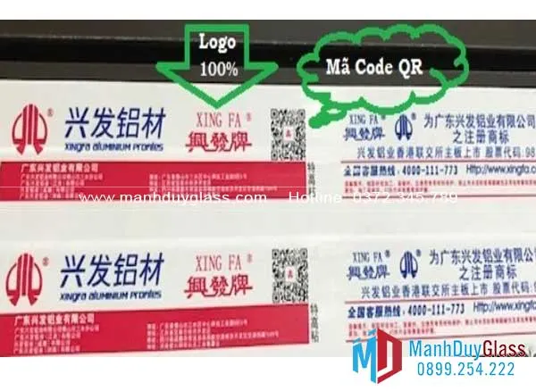 Tem nhãn cửa nhôm Xingfa chính hãng