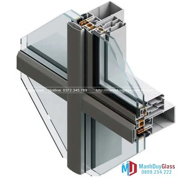 Vách kính mặt dựng hệ Semi