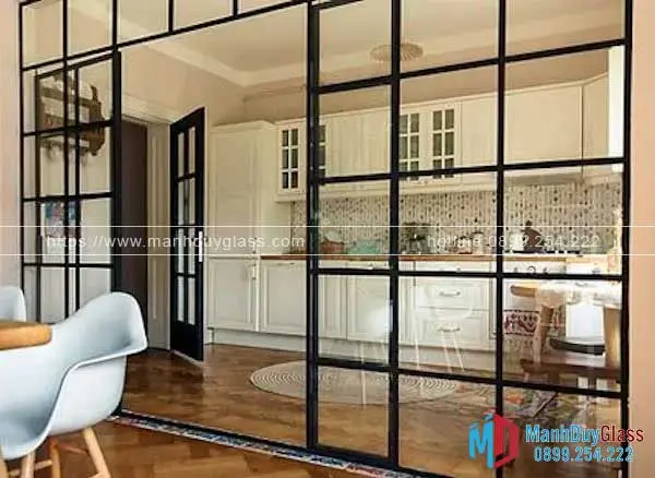 Mẫu cửa nhôm phòng khách theo phong cách cỏ điển Màu nâu