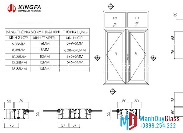 Khảo sát và đo đạc kích thước cửa nhôm Xingfa