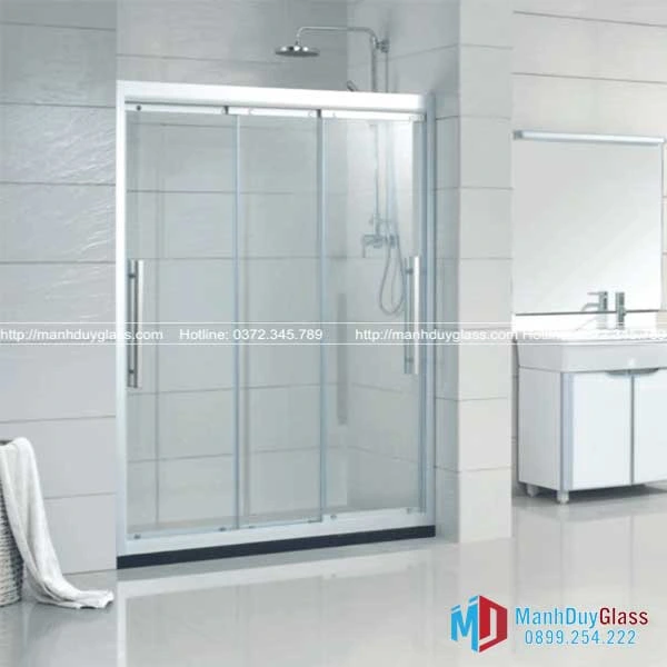 Vách kính nhà tắm cửa lùa