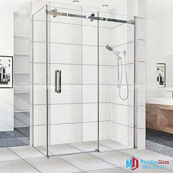 Vách kính nhà tắm cửa lùa đôi