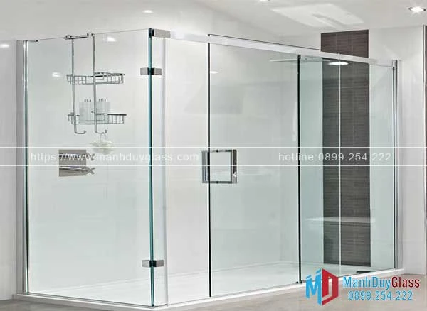 Vách kính nhà tắm cửa lùa gấp