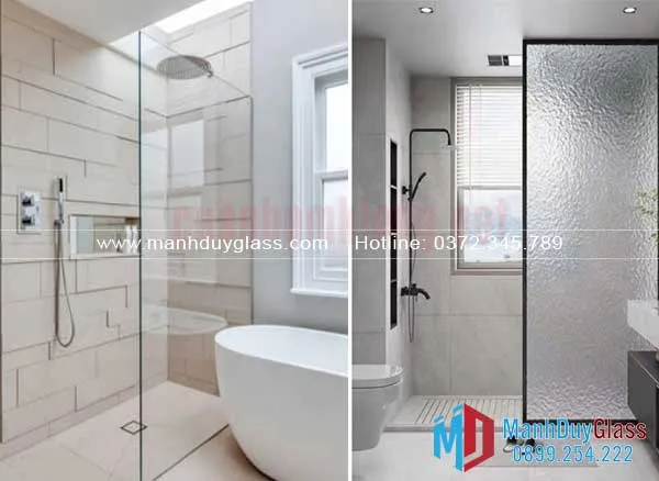 Vách kính nhà tắm không cửa hiện đại