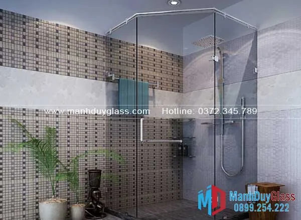 Vách kính nhà tắm vát góc 135 độ