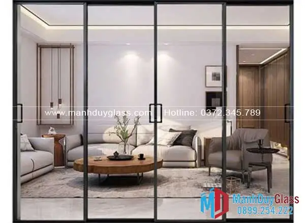 Vách ngăn kính khung nhôm siêu mỏng