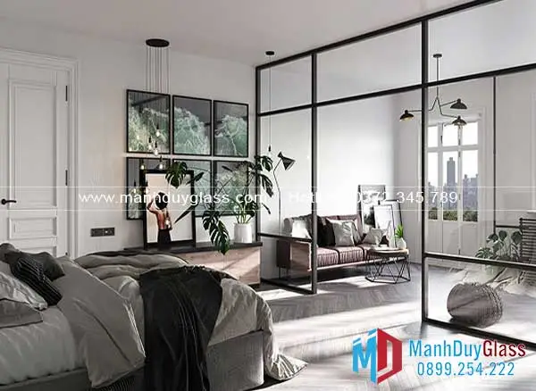 Vách ngăn kính phong cách tối giản