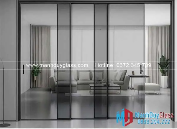 Vách ngăn nhôm kính cửa lùa phòng khách
