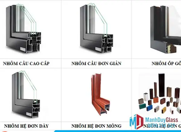 Các loại nhôm cho cửa nhôm kính