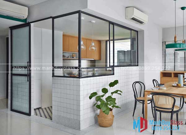 Cửa nhôm kính phòng bếp