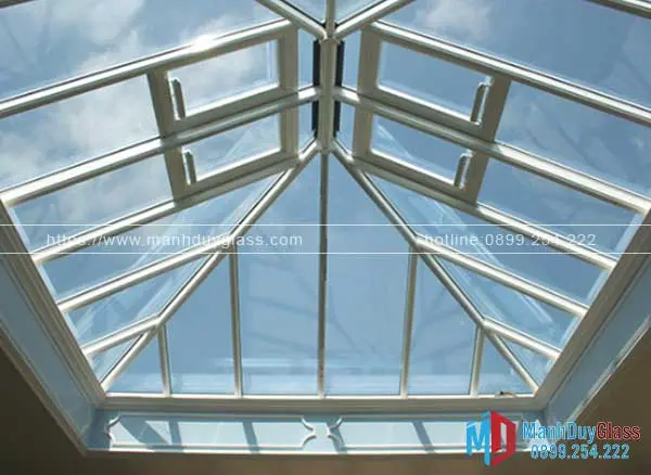 Mái giếng trời kính khung inox hiện đại