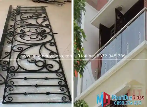 Lan can sắt nghệ thuật và kính