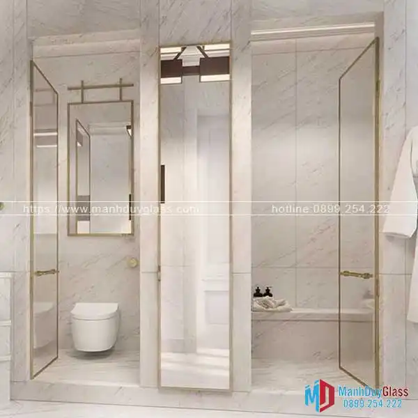 Vách kính nhà tắm khung inox 304